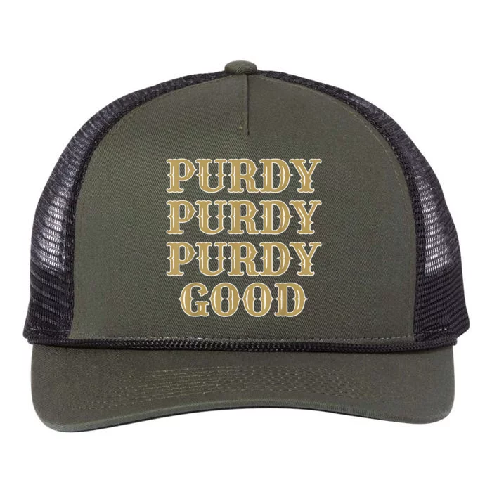 Purdy Purdy Purdy Good Football Quarterback Retro Rope Trucker Hat Cap