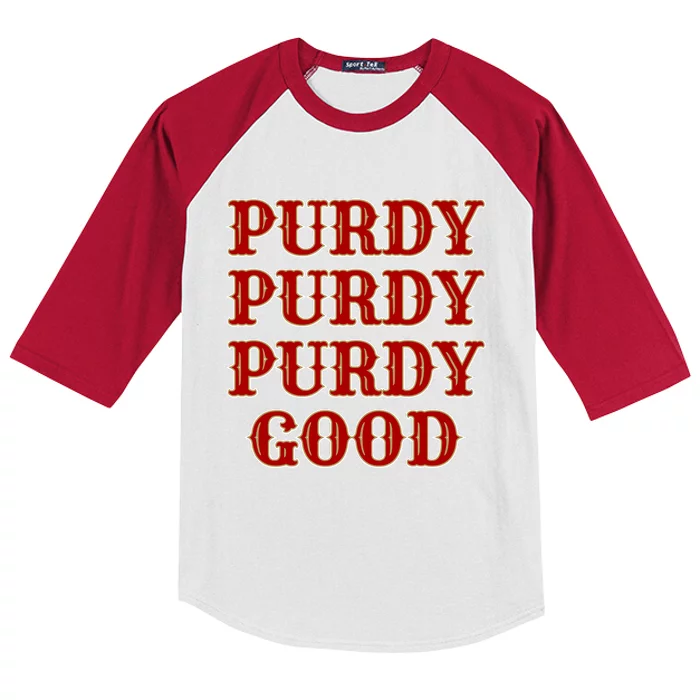 Purdy Purdy Purdy Good Football Quarterback Kids Colorblock Raglan