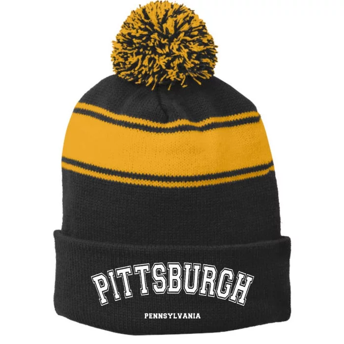 Pittsburgh Pennsylvania Stripe Pom Pom Beanie