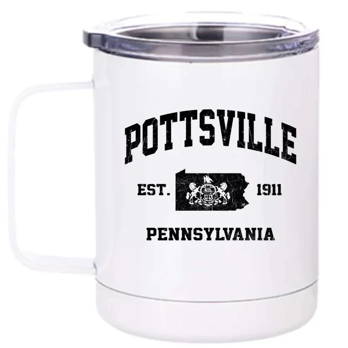 Pottsville Pennsylvania Pa Vintage State Athletic Style Gift Front & Back 12oz Stainless Steel Tumbler Cup