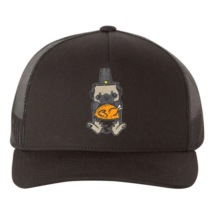 Pocket Pilgrim Pug Turkey Thanksgiving Dog S Yupoong Adult 5-Panel Trucker Hat