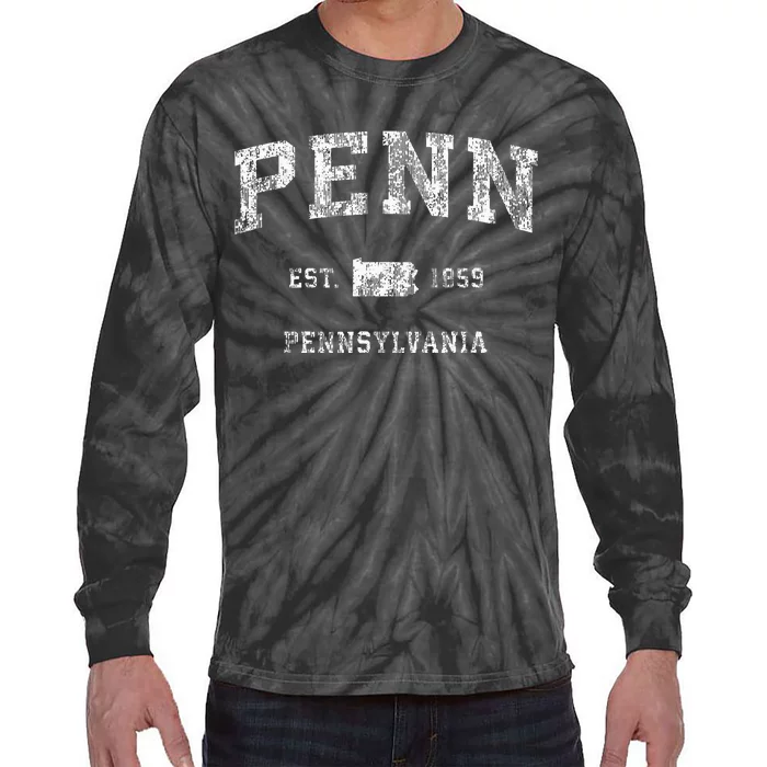 Penn Pennsylvania Pa Vintage Athletic Sports Design Tie-Dye Long Sleeve Shirt