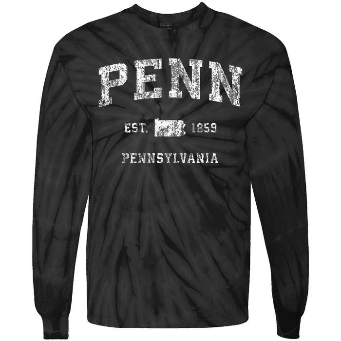 Penn Pennsylvania Pa Vintage Athletic Sports Design Tie-Dye Long Sleeve Shirt