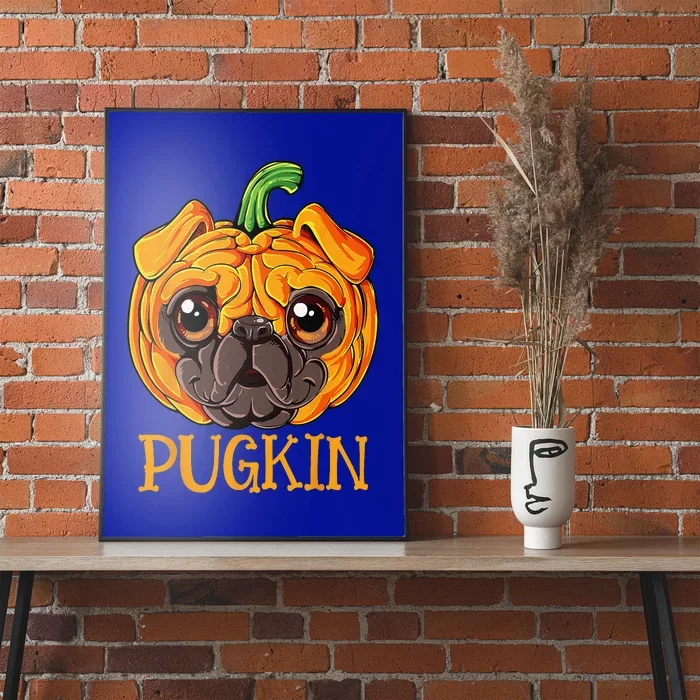 Pugkin Pug Pumpkin Halloween Thanksgiving Funny Funny Dog Poster