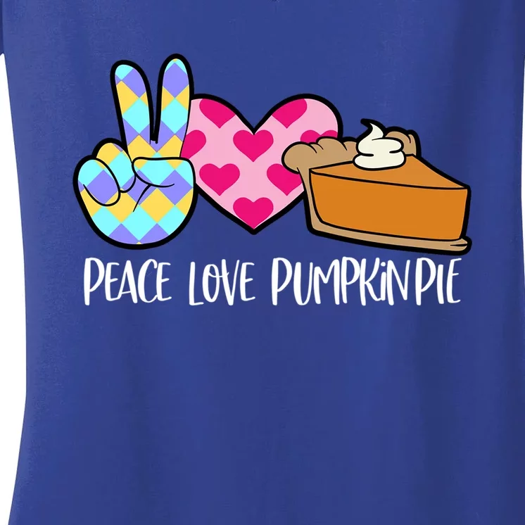 Pumpkin Pie Peace Love Halloween Gift Women's V-Neck T-Shirt