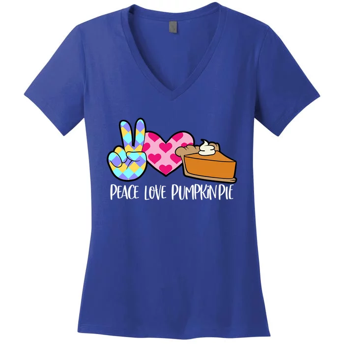 Pumpkin Pie Peace Love Halloween Gift Women's V-Neck T-Shirt