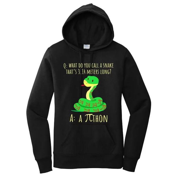 Python Pithon Pi Symbol Funny Math Teacher Pi Day Women's Pullover Hoodie