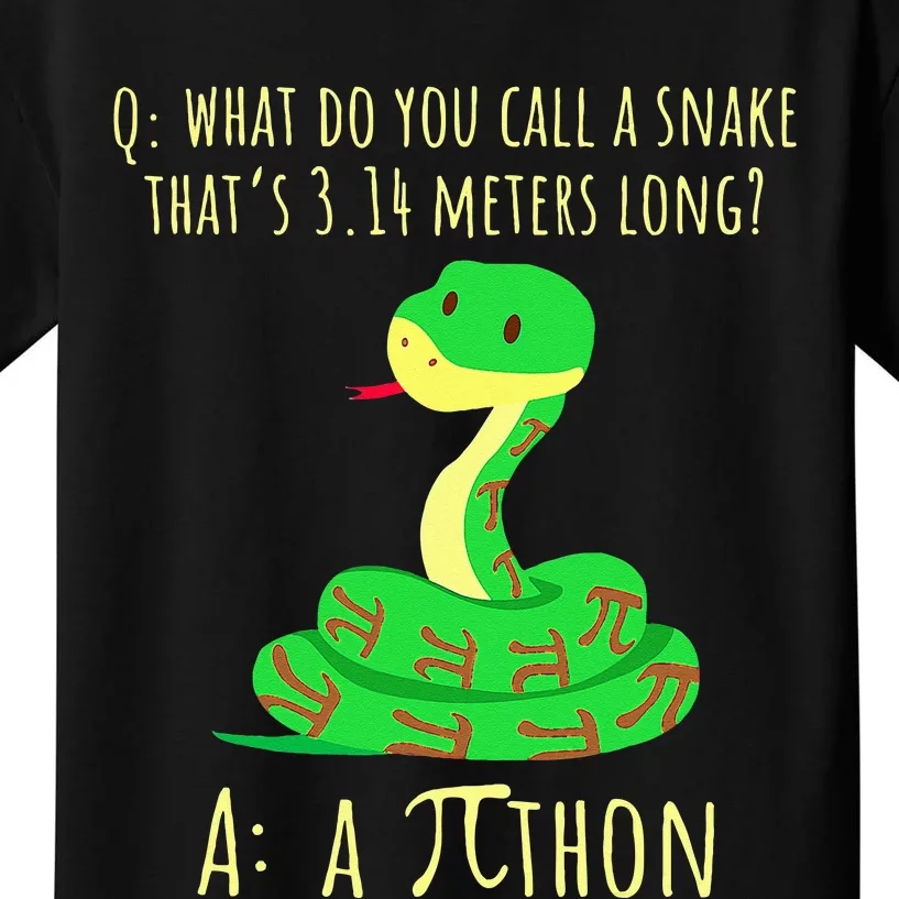 Python Pithon Pi Symbol Funny Math Teacher Pi Day Kids T-Shirt