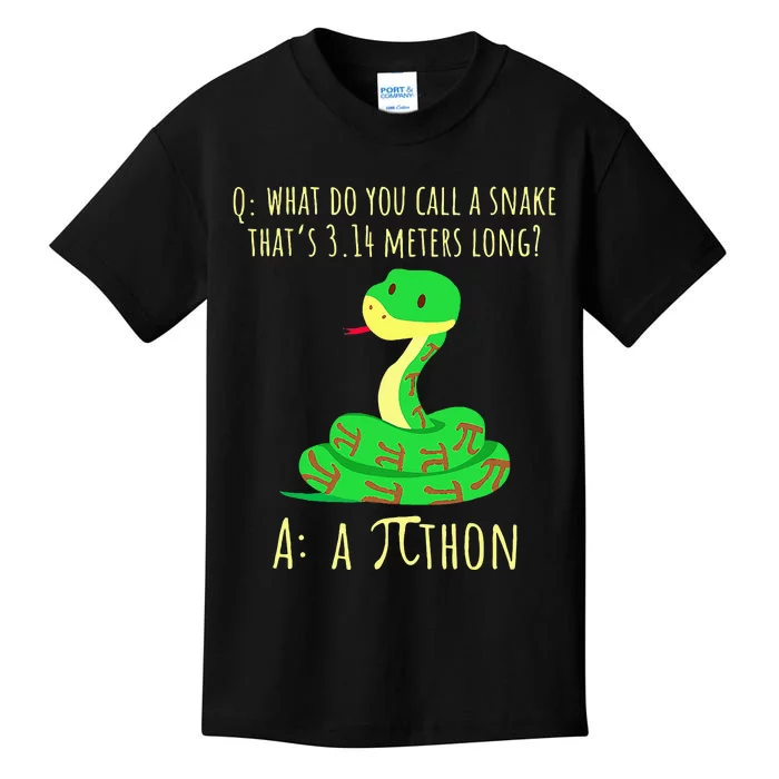 Python Pithon Pi Symbol Funny Math Teacher Pi Day Kids T-Shirt