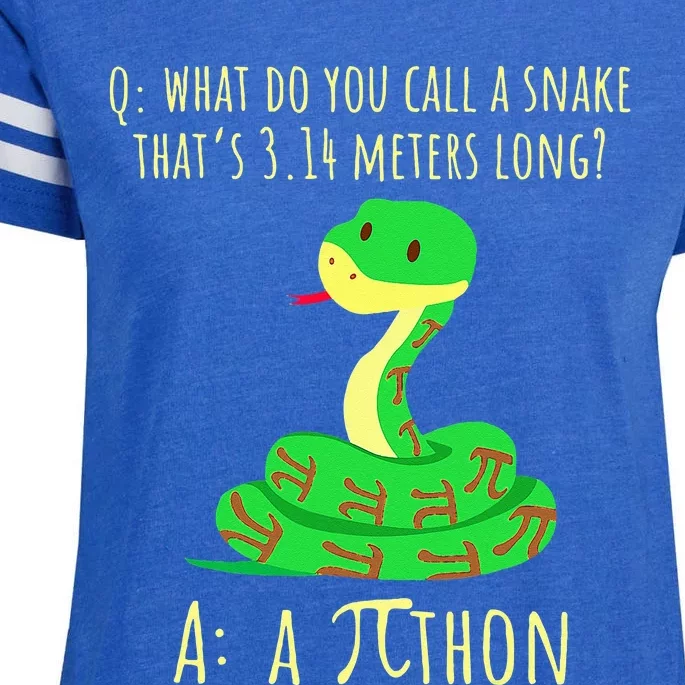 Python Pithon Pi Symbol Funny Math Teacher Pi Day Enza Ladies Jersey Football T-Shirt