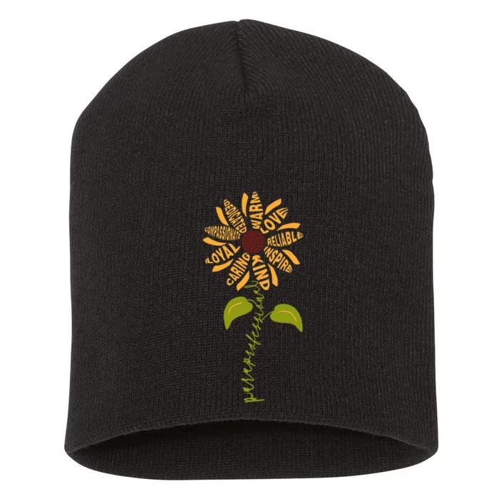 Para professional Paraeducator Teacher Sunflower Short Acrylic Beanie