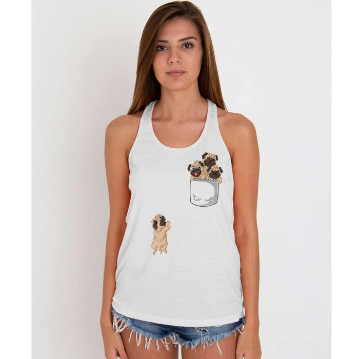 Pug Pocket Women's Knotted Racerback Tank