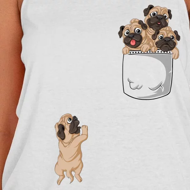 Pug Pocket Women's Knotted Racerback Tank