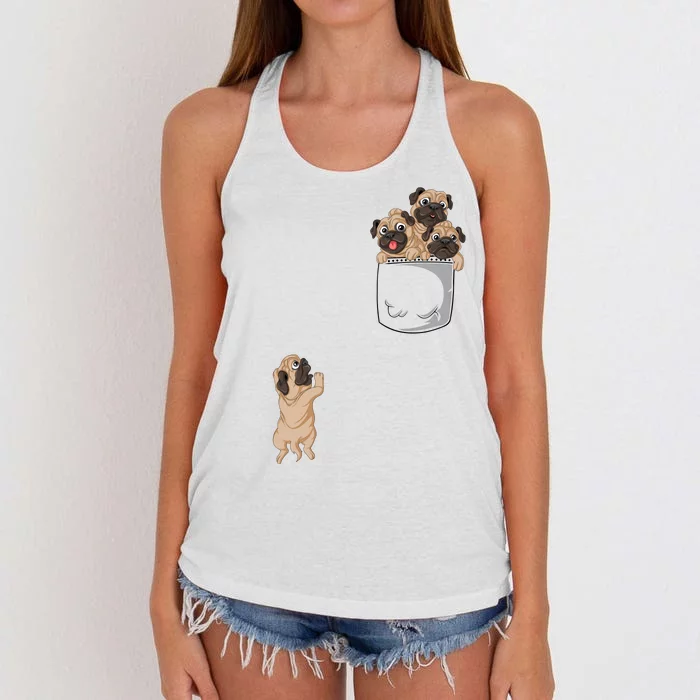 Pug Pocket Women's Knotted Racerback Tank