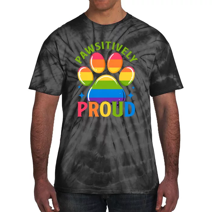 Pride Paw Print In Rainbow Colors Tie-Dye T-Shirt