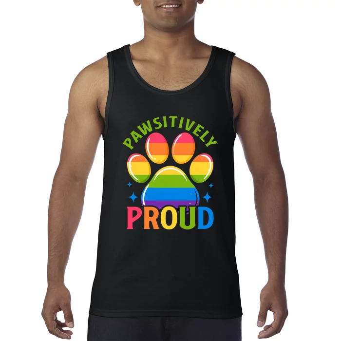 Pride Paw Print In Rainbow Colors Tank Top