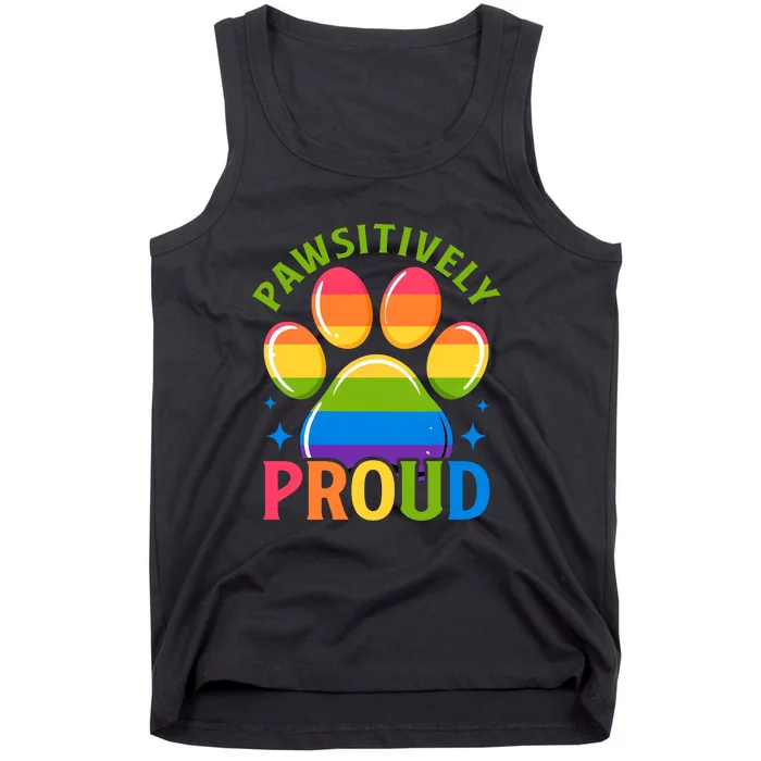 Pride Paw Print In Rainbow Colors Tank Top