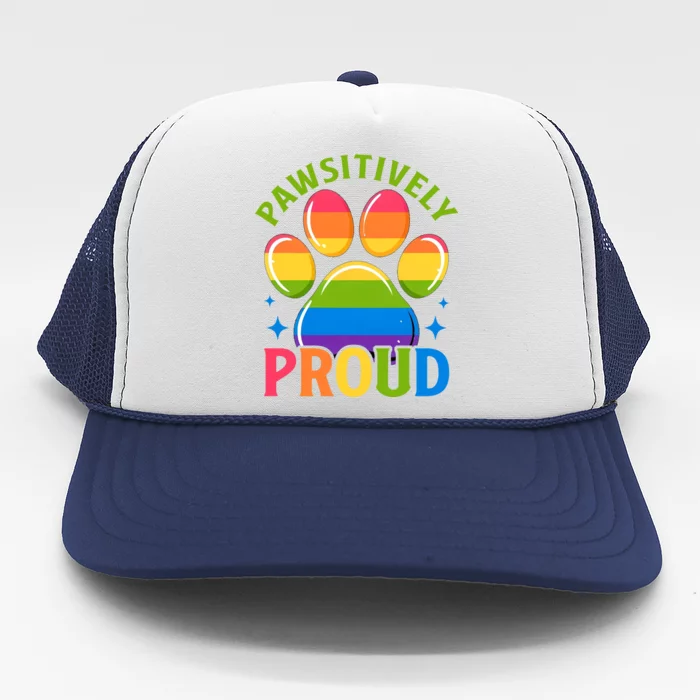 Pride Paw Print In Rainbow Colors Trucker Hat