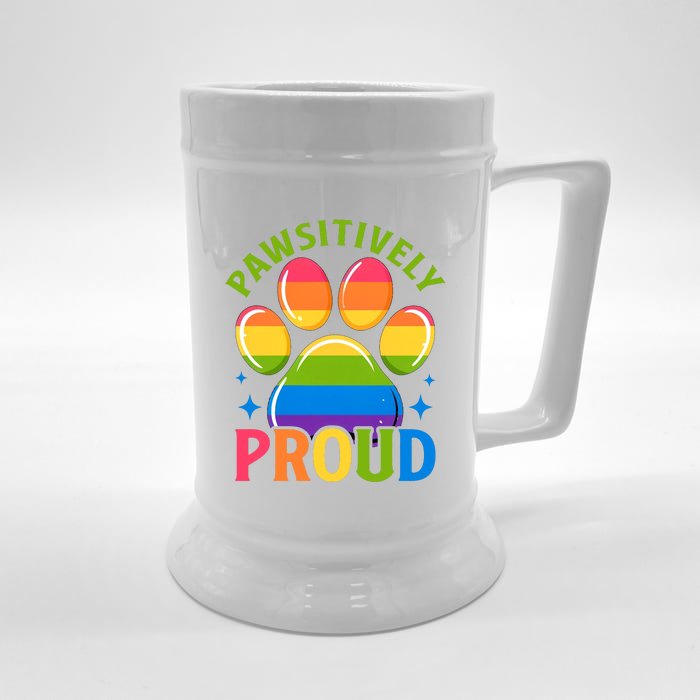 Pride Paw Print In Rainbow Colors Front & Back Beer Stein