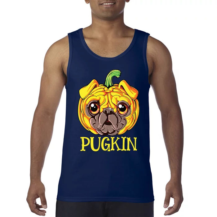 Pugkin Pug Pumpkin Halloween Thanksgiving Men Women Dog Tank Top