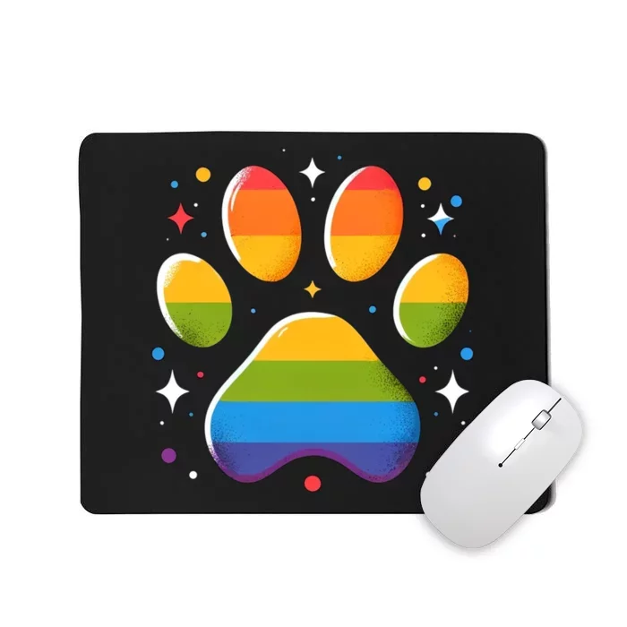 Pride Paw Print With Rainbow Colors Mousepad