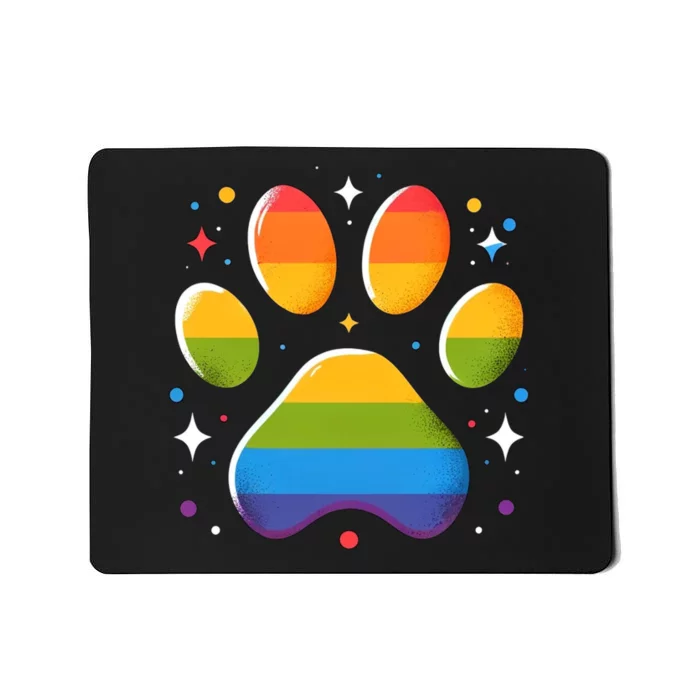 Pride Paw Print With Rainbow Colors Mousepad