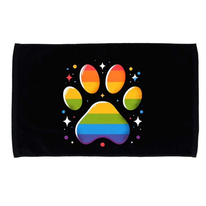 Pride Paw Print With Rainbow Colors Microfiber Hand Towel