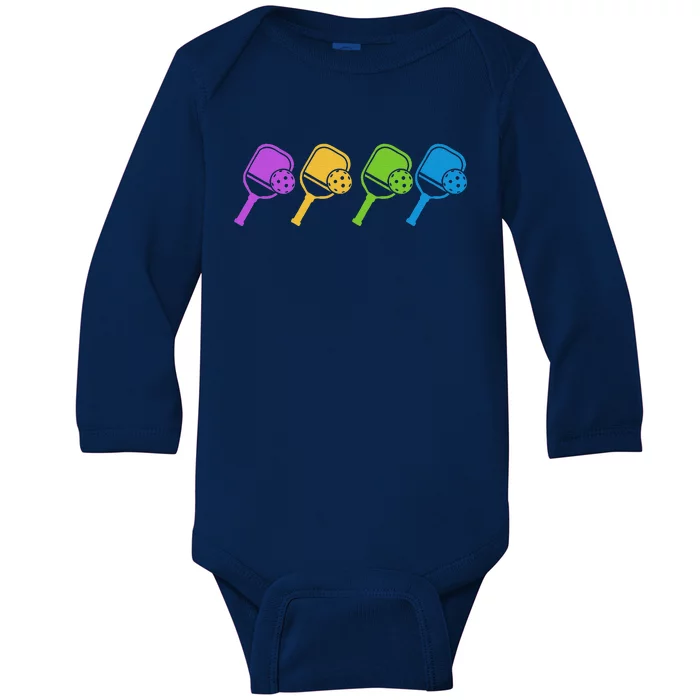 Pickleball Player Paddleball Sport And Pickleball Baby Long Sleeve Bodysuit