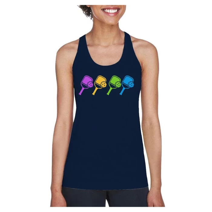 Pickleball Player Paddleball Sport And Pickleball Women's Racerback Tank