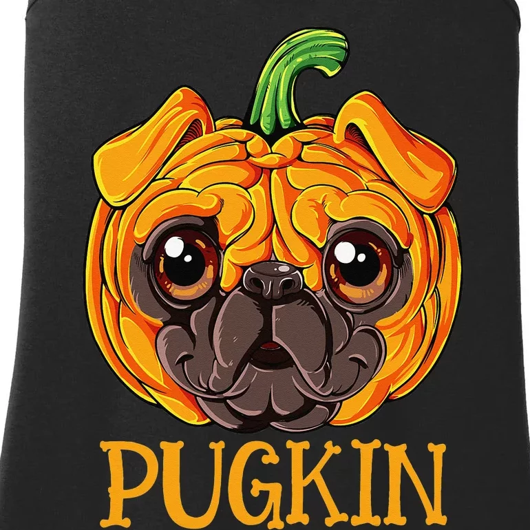 Pugkin Pug Pumpkin Halloween Thanksgiving  Dog Ladies Essential Tank