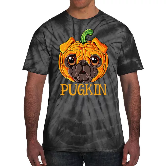 Pugkin Pug Pumpkin Halloween Thanksgiving  Dog Tie-Dye T-Shirt