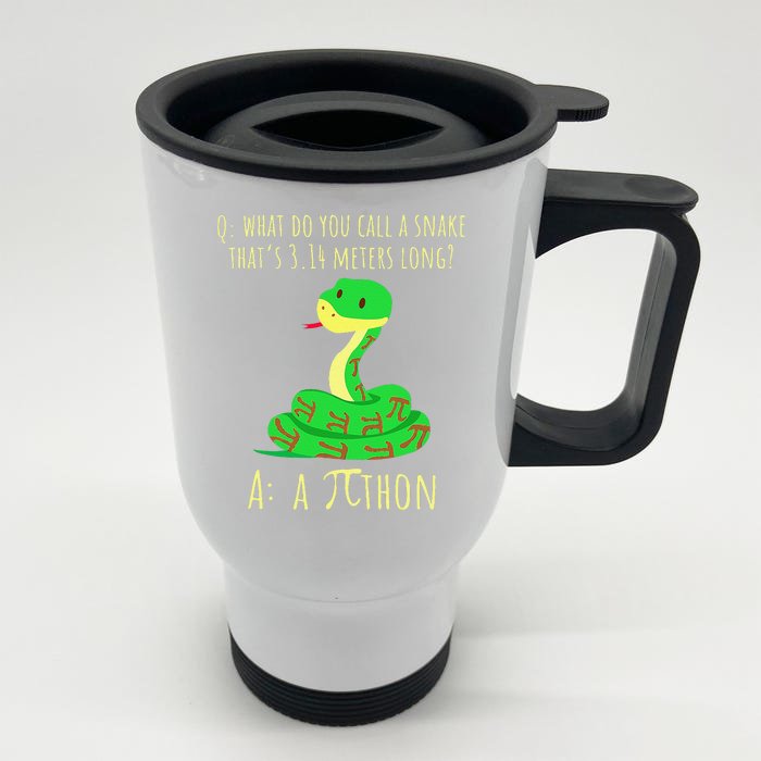 Python Pithon Pi Symbol Funny Math Teacher Pi Day Front & Back Stainless Steel Travel Mug