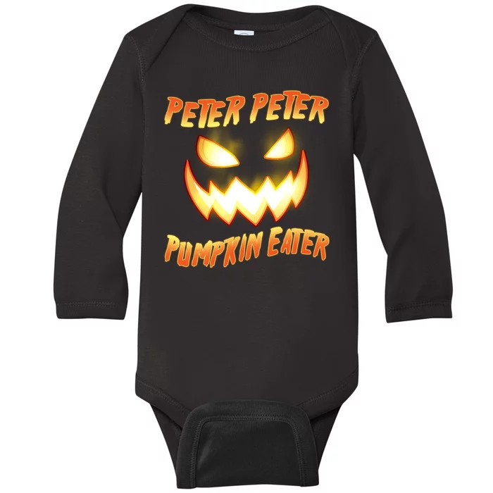 Peter Peter Pumpkin Eater Jack O Lantern Baby Long Sleeve Bodysuit