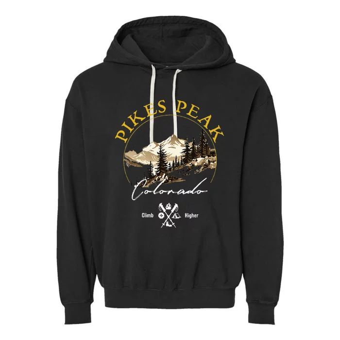 Pikes Peak Retro Vintage Pikes Peak Souvenir Garment-Dyed Fleece Hoodie