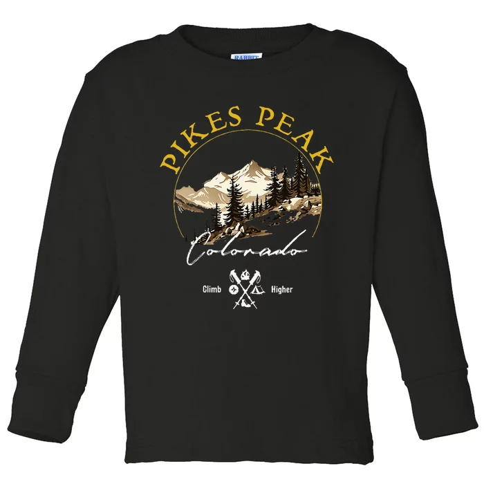 Pikes Peak Retro Vintage Pikes Peak Souvenir Toddler Long Sleeve Shirt