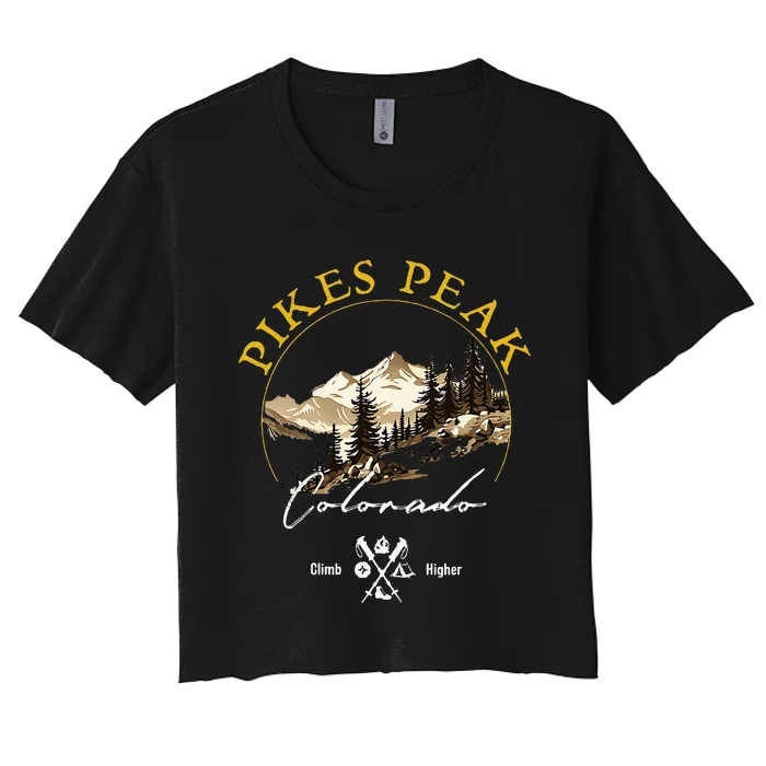 Pikes Peak Retro Vintage Pikes Peak Souvenir Women's Crop Top Tee