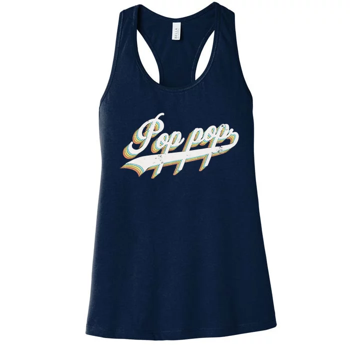 Pop Pop Retro Style Father’s Day Gift For Papa Grandpa Women's Racerback Tank