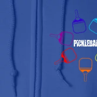 Pickleball Paddle Rainbow Funny Gift For Pickleball Fan Gift Full Zip Hoodie