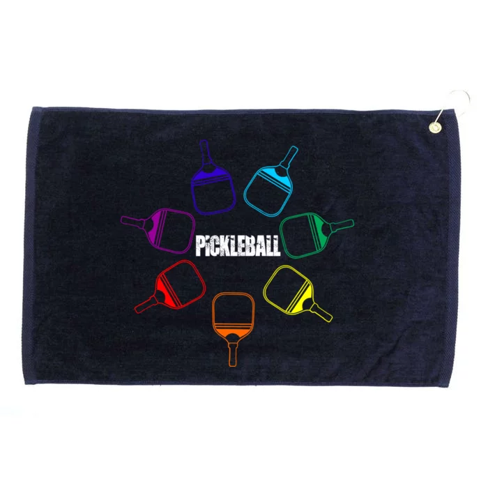 Pickleball Paddle Rainbow Funny Gift For Pickleball Fan Gift Grommeted Golf Towel