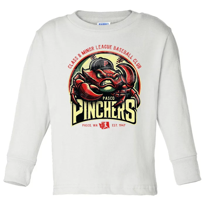 Pasco Pinchers Retro Minor League Baseball Team Toddler Long Sleeve Shirt