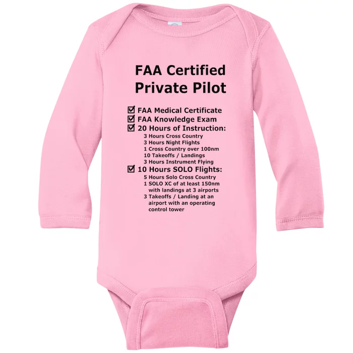 Private Pilot Requirements & Completion Checks Premium Baby Long Sleeve Bodysuit