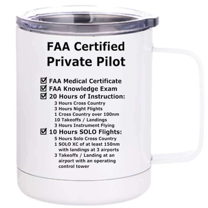 Private Pilot Requirements & Completion Checks Premium Front & Back 12oz Stainless Steel Tumbler Cup