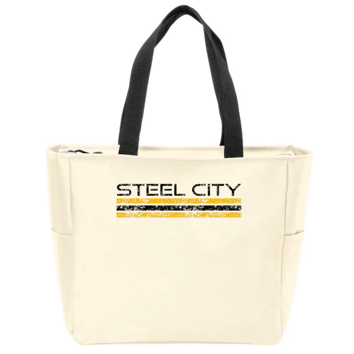 Pittsburgh Pennsylvania Retro Vintage Weathered Zip Tote Bag