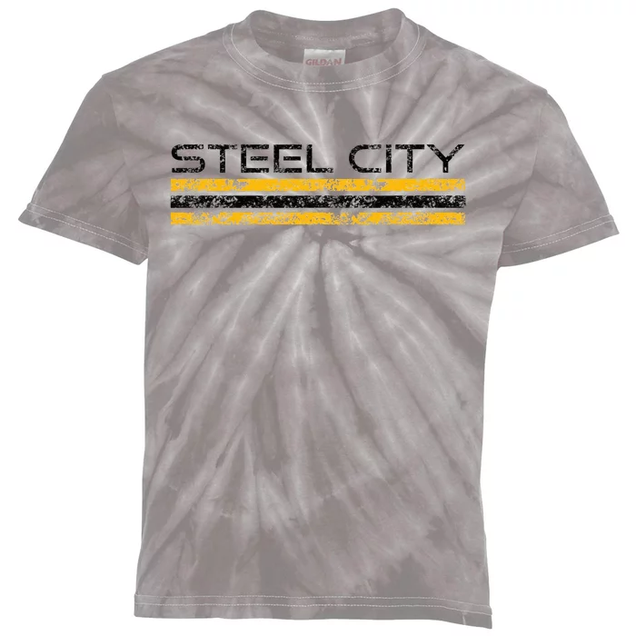 Pittsburgh Pennsylvania Retro Vintage Weathered Kids Tie-Dye T-Shirt