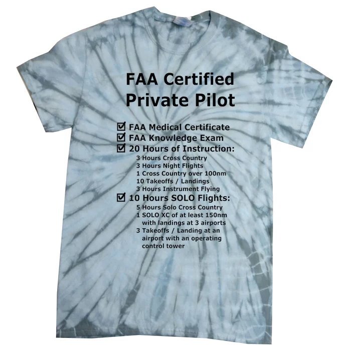 Private Pilot Requirements & Completion Checks Tie-Dye T-Shirt