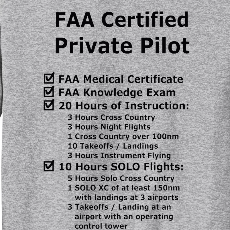 Private Pilot Requirements & Completion Checks Tall Sweatshirt