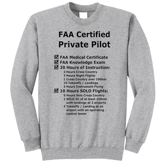 Private Pilot Requirements & Completion Checks Tall Sweatshirt