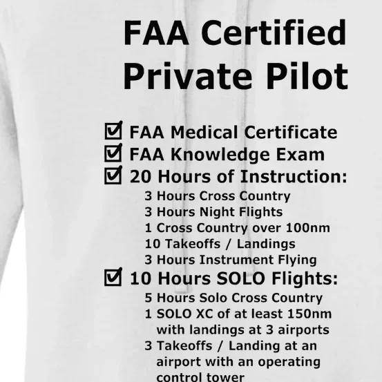 Private Pilot Requirements & Completion Checks Women's Pullover Hoodie