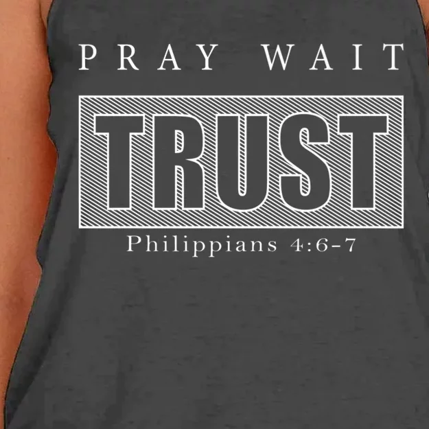 PrayWaitTrust Women's Knotted Racerback Tank