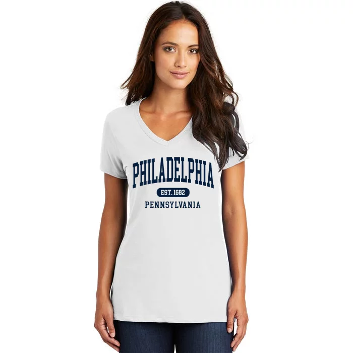 Philadelphia Pennsylvania Retro Throwback Souvenir Women's V-Neck T-Shirt